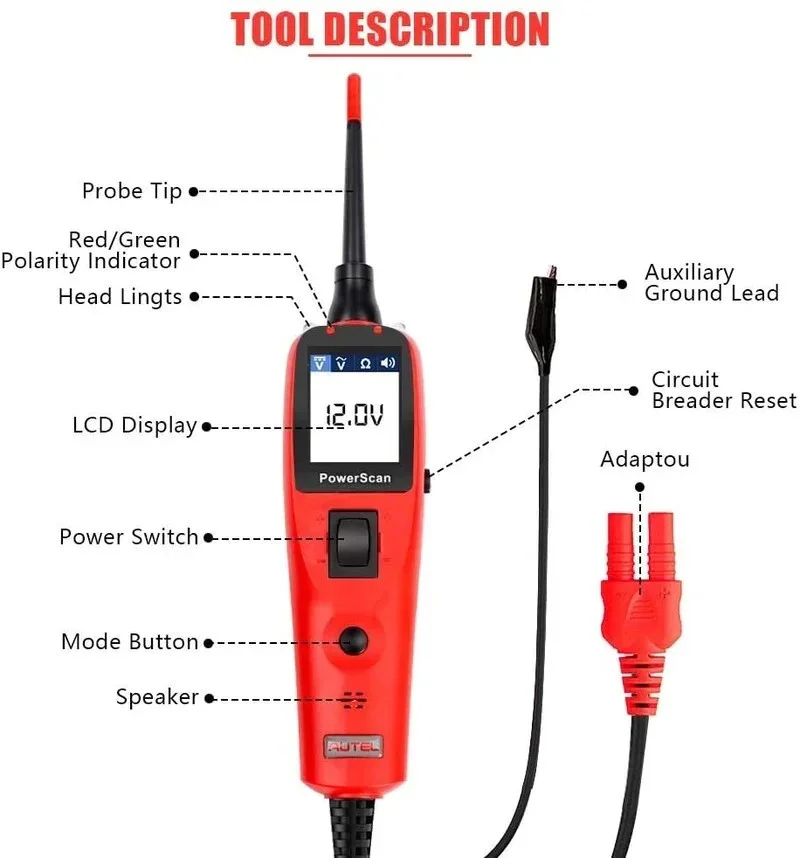Автомобильный тестер Autel PowerScan PS100 устройство