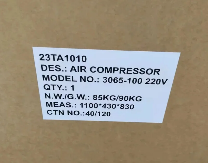 Компрессор воздушный 3065-100 220V-4.0HP маркировка упаковки