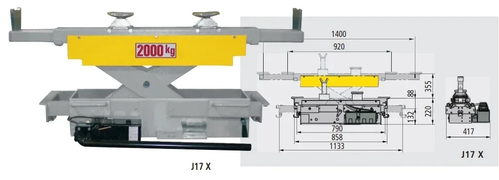 Траверса пневмогидравлическая г/п 2 т, Ravaglioli, J20PNX