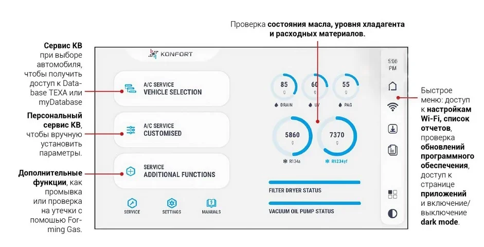 УСТАНОВКА ДЛЯ ЗАПРАВКИ КОНДИЦИОНЕРОВ TEXA KONFORT 712 TOUCH FOR R1234yf