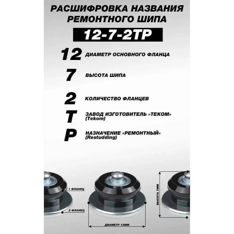 Шипы ремонтные 12-7-2ТР (упаковка 500 шт.) Верный