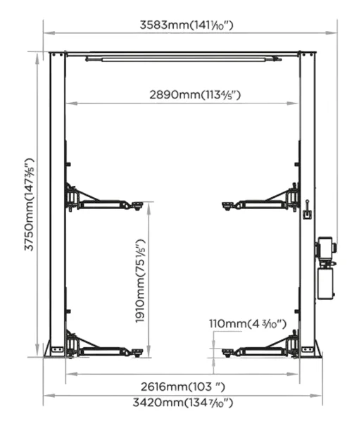2-х постовой подъемник 4,2т. U-T42SA (220V) КОМПЛЕКТ