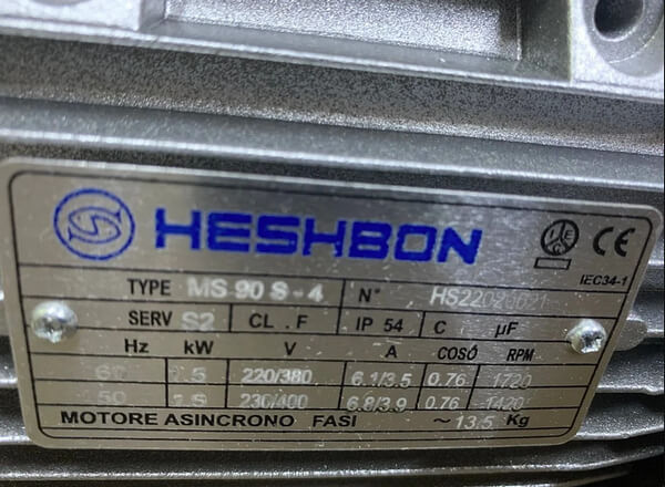 Электродвигатель на 380 Heshbon 26K99400 маркировка Электродвигатель на 380 Heshbon 26K99400 маркировка