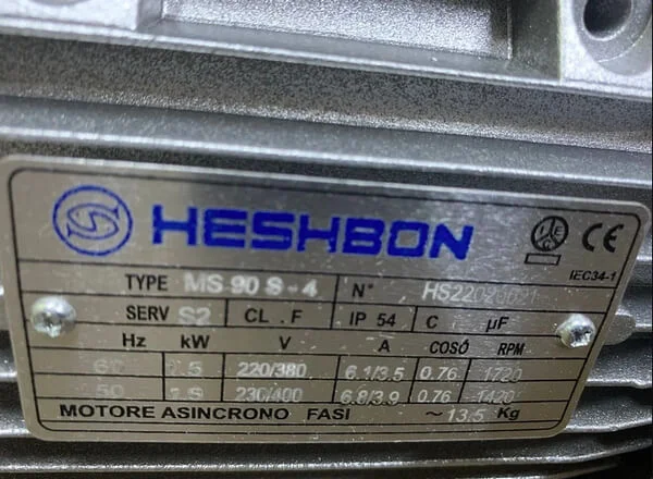 Электродвигатель на 380 Heshbon 26K99400 маркировка