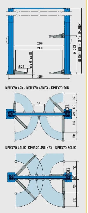 2-х стоечный подъемник Ravaglioli KPH370.45K схема