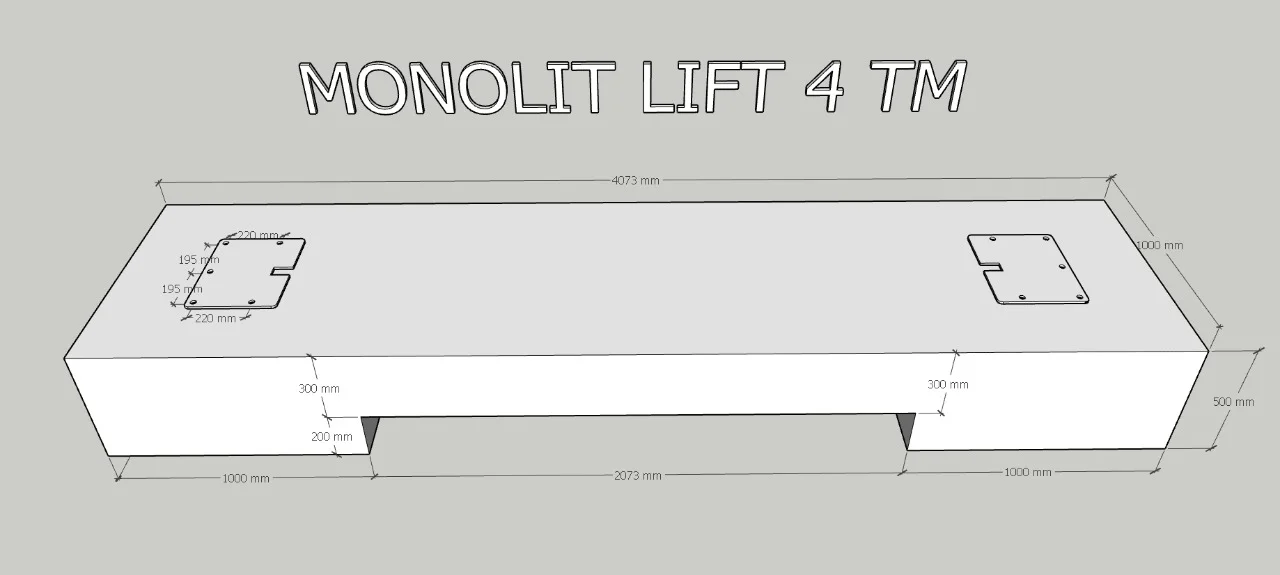 2-х постовой подъемник MONOLIT LIFT 4 TM (220V/50HZ/1PH) комплект