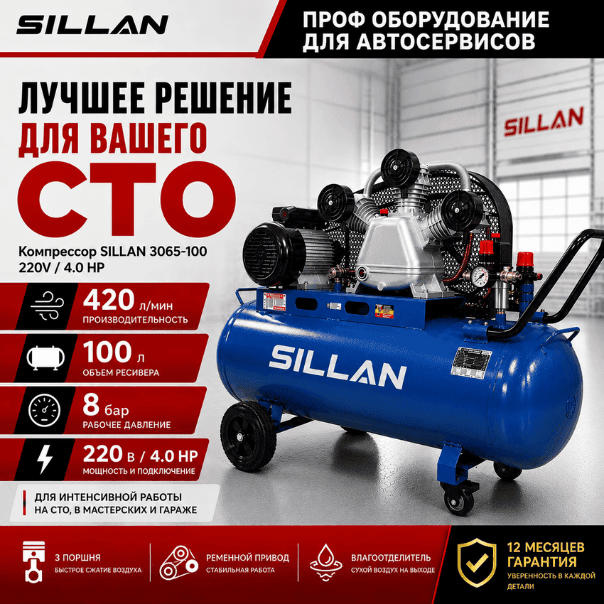 Компрессор воздушный 3065-100 220V/4.0HP