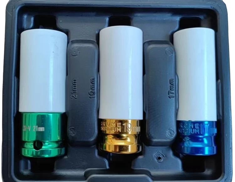 RT-010K 1/2'' 3шт ударные удл. головки для колесных дисков тонкостенные с пластмассовыми вставками