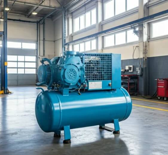 Винтовой компрессор в работе на автосервисе