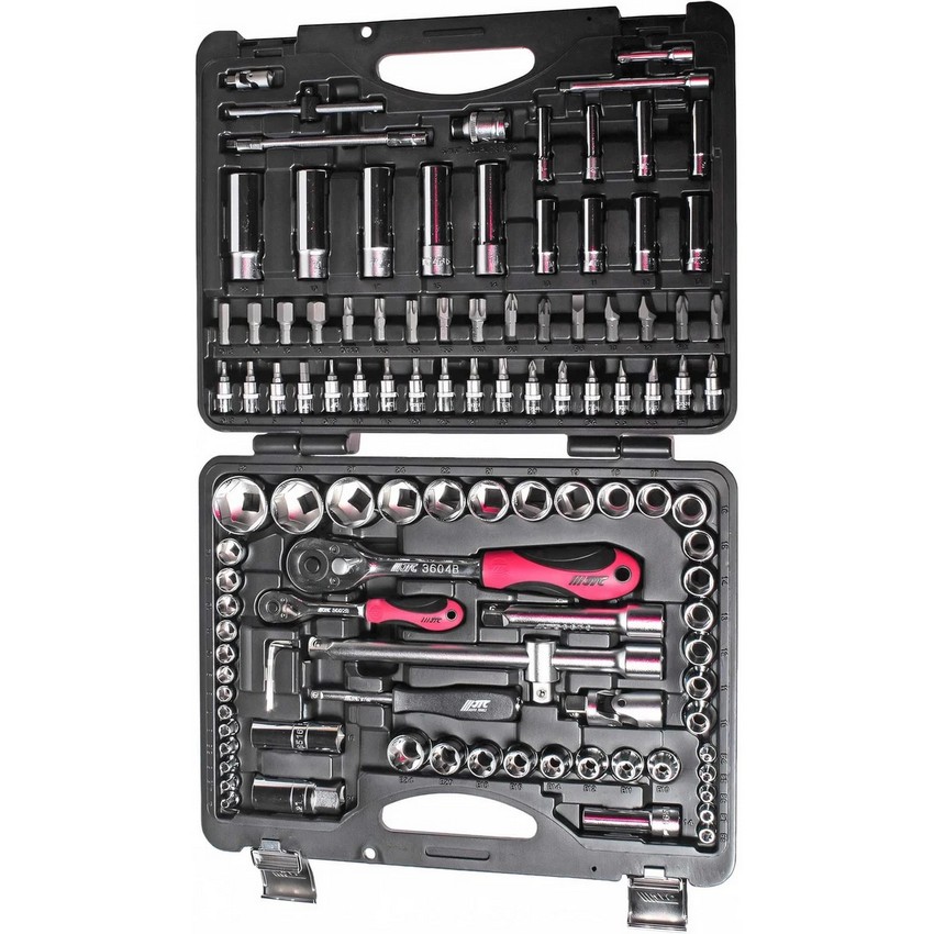 НАБОР ГОЛОВОК ТОРЦЕВЫХ И ВСТАВОК 1/4",1/2" 6-ГРАННЫХ 110 ПРЕДМЕТОВ В КЕЙСЕ JTC-H110B-B72