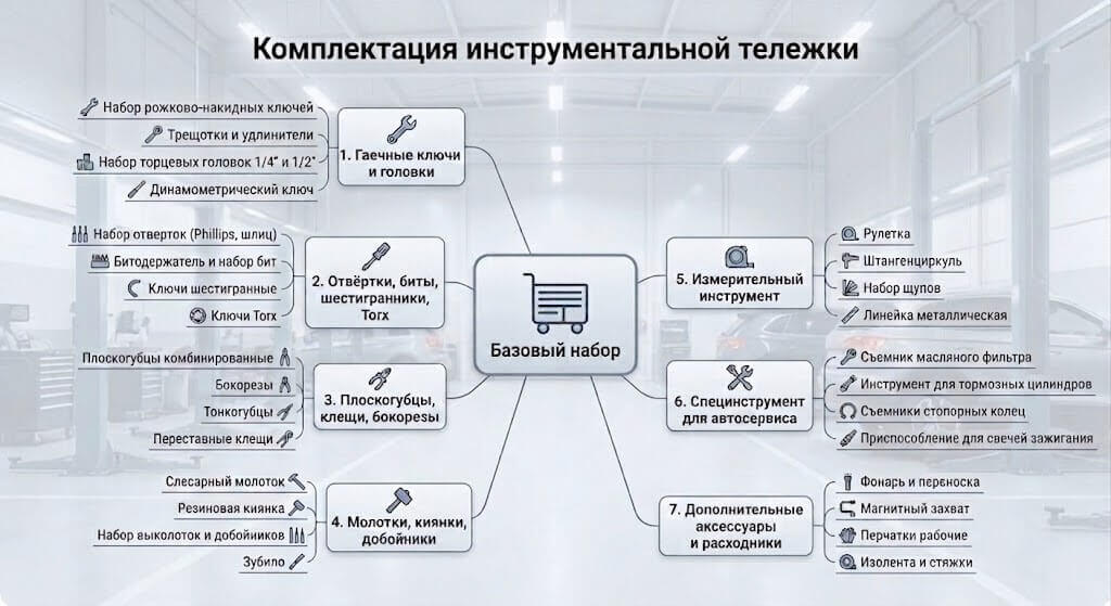 Комплектация инструментальной тележки